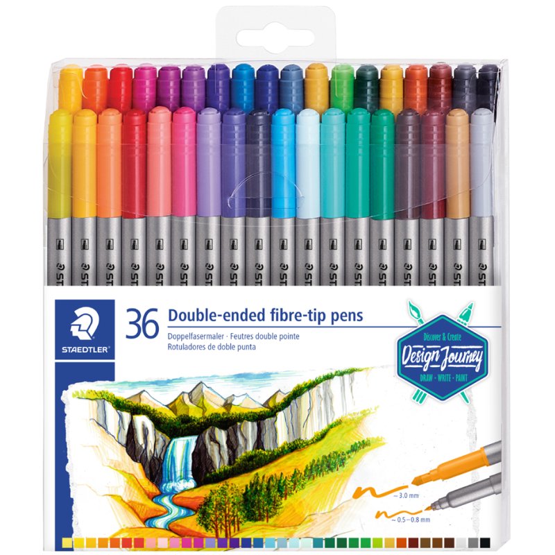 STAEDTLER feutres double pointe Design Journey, 2 pointes, 72 pièces, étui